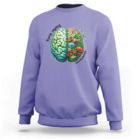 Traumatic Brain Injury Awareness Sweatshirt TBI Warrior Green Floral Brain