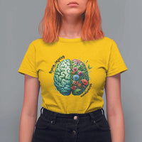 Traumatic Brain Injury Awareness T Shirt For Women TBI Warrior Green Floral Brain
