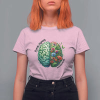 Traumatic Brain Injury Awareness T Shirt For Women TBI Warrior Green Floral Brain