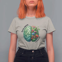 Traumatic Brain Injury Awareness T Shirt For Women TBI Warrior Green Floral Brain