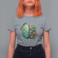 Traumatic Brain Injury Awareness T Shirt For Women TBI Warrior Green Floral Brain