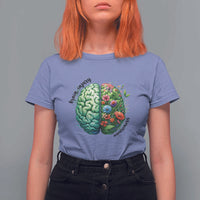Traumatic Brain Injury Awareness T Shirt For Women TBI Warrior Green Floral Brain