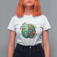 Traumatic Brain Injury Awareness T Shirt For Women TBI Warrior Green Floral Brain