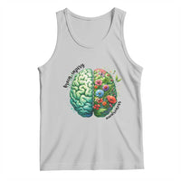 Traumatic Brain Injury Awareness Tank Top TBI Warrior Green Floral Brain