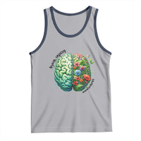 Traumatic Brain Injury Awareness Tank Top TBI Warrior Green Floral Brain