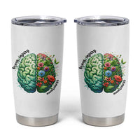 Traumatic Brain Injury Awareness Tumbler Cup TBI Warrior Green Floral Brain