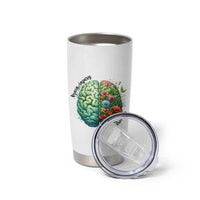 Traumatic Brain Injury Awareness Tumbler Cup TBI Warrior Green Floral Brain