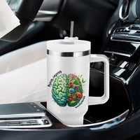 Traumatic Brain Injury Awareness Tumbler With Handle TBI Warrior Green Floral Brain