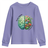Traumatic Brain Injury Awareness Youth Sweatshirt TBI Warrior Green Floral Brain