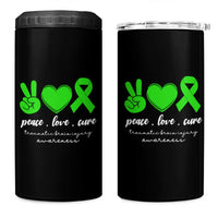 Traumatic Brain Injury Awareness 4 in 1 Can Cooler Tumbler Peace Love Cure TBI Warrior
