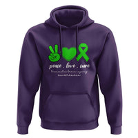 Traumatic Brain Injury Awareness Hoodie Peace Love Cure TBI Warrior