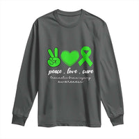 Traumatic Brain Injury Awareness Long Sleeve Shirt Peace Love Cure TBI Warrior