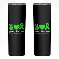 Traumatic Brain Injury Awareness Skinny Tumbler Peace Love Cure TBI Warrior