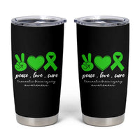 Traumatic Brain Injury Awareness Tumbler Cup Peace Love Cure TBI Warrior