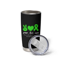 Traumatic Brain Injury Awareness Tumbler Cup Peace Love Cure TBI Warrior