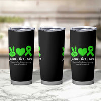 Traumatic Brain Injury Awareness Tumbler Cup Peace Love Cure TBI Warrior