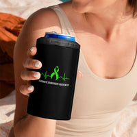 Traumatic Brain Injury Awareness 4 in 1 Can Cooler Tumbler TBI Warrior Heartbeat Green Ribbon
