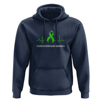 Traumatic Brain Injury Awareness Hoodie TBI Warrior Heartbeat Green Ribbon