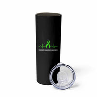 Traumatic Brain Injury Awareness Skinny Tumbler TBI Warrior Heartbeat Green Ribbon