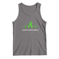 Traumatic Brain Injury Awareness Tank Top TBI Warrior Heartbeat Green Ribbon
