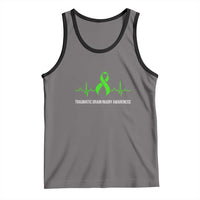 Traumatic Brain Injury Awareness Tank Top TBI Warrior Heartbeat Green Ribbon