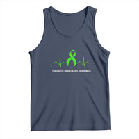Traumatic Brain Injury Awareness Tank Top TBI Warrior Heartbeat Green Ribbon