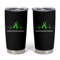 Traumatic Brain Injury Awareness Tumbler Cup TBI Warrior Heartbeat Green Ribbon