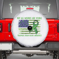 Traumatic Brain Injury Awareness Spare Tire Cover Not All Wounds Are Visible TBI Warrior American Flag