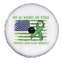 Traumatic Brain Injury Awareness Spare Tire Cover Not All Wounds Are Visible TBI Warrior American Flag