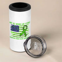 Traumatic Brain Injury Awareness 4 in 1 Can Cooler Tumbler Not All Wounds Are Visible TBI Warrior American Flag