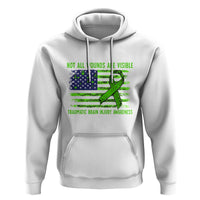 Traumatic Brain Injury Awareness Hoodie Not All Wounds Are Visible TBI Warrior American Flag