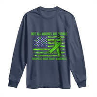Traumatic Brain Injury Awareness Long Sleeve Shirt Not All Wounds Are Visible TBI Warrior American Flag