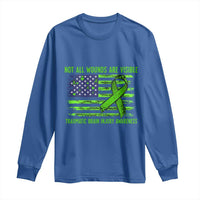 Traumatic Brain Injury Awareness Long Sleeve Shirt Not All Wounds Are Visible TBI Warrior American Flag