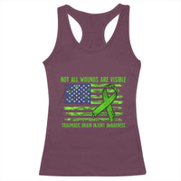 Traumatic Brain Injury Awareness Racerback Tank Top Not All Wounds Are Visible TBI Warrior American Flag