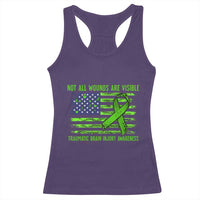 Traumatic Brain Injury Awareness Racerback Tank Top Not All Wounds Are Visible TBI Warrior American Flag