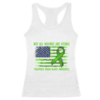 Traumatic Brain Injury Awareness Racerback Tank Top Not All Wounds Are Visible TBI Warrior American Flag