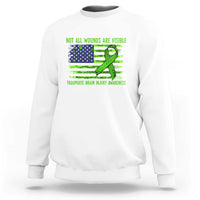 Traumatic Brain Injury Awareness Sweatshirt Not All Wounds Are Visible TBI Warrior American Flag