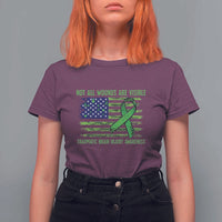 Traumatic Brain Injury Awareness T Shirt For Women Not All Wounds Are Visible TBI Warrior American Flag