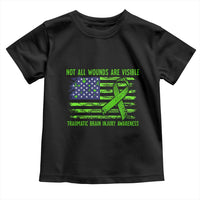 Traumatic Brain Injury Awareness Toddler T Shirt Not All Wounds Are Visible TBI Warrior American Flag