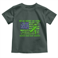 Traumatic Brain Injury Awareness Toddler T Shirt Not All Wounds Are Visible TBI Warrior American Flag