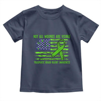 Traumatic Brain Injury Awareness Toddler T Shirt Not All Wounds Are Visible TBI Warrior American Flag