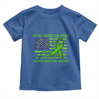 Traumatic Brain Injury Awareness Toddler T Shirt Not All Wounds Are Visible TBI Warrior American Flag