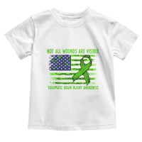 Traumatic Brain Injury Awareness Toddler T Shirt Not All Wounds Are Visible TBI Warrior American Flag