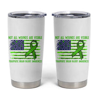 Traumatic Brain Injury Awareness Tumbler Cup Not All Wounds Are Visible TBI Warrior American Flag
