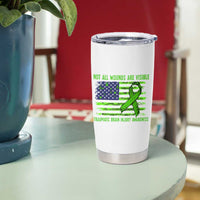 Traumatic Brain Injury Awareness Tumbler Cup Not All Wounds Are Visible TBI Warrior American Flag
