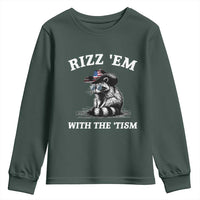 Autism Racoon Cowboy Youth Sweatshirt Rizz Em With The Tism