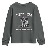 Autism Racoon Cowboy Youth Sweatshirt Rizz Em With The Tism
