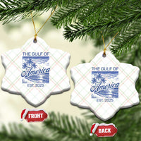 Retro Gulf Of USA Ceramic Ornament America Est 2025 American Flag - Wonder Print Shop