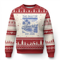 Retro Gulf Of USA Ugly Christmas Sweater America Est 2025 American Flag - Wonder Print Shop