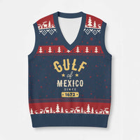 Gulf of Mexico Since 1672 V-Neck Knit Sweater Vest Golfo de Mexico Classic Vintage - Wonder Print Shop